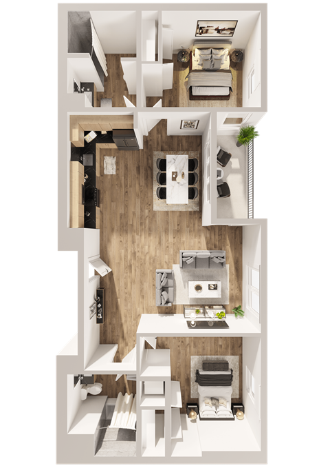 Floor plan for 2 beds, 2 baths, 1203 sqft